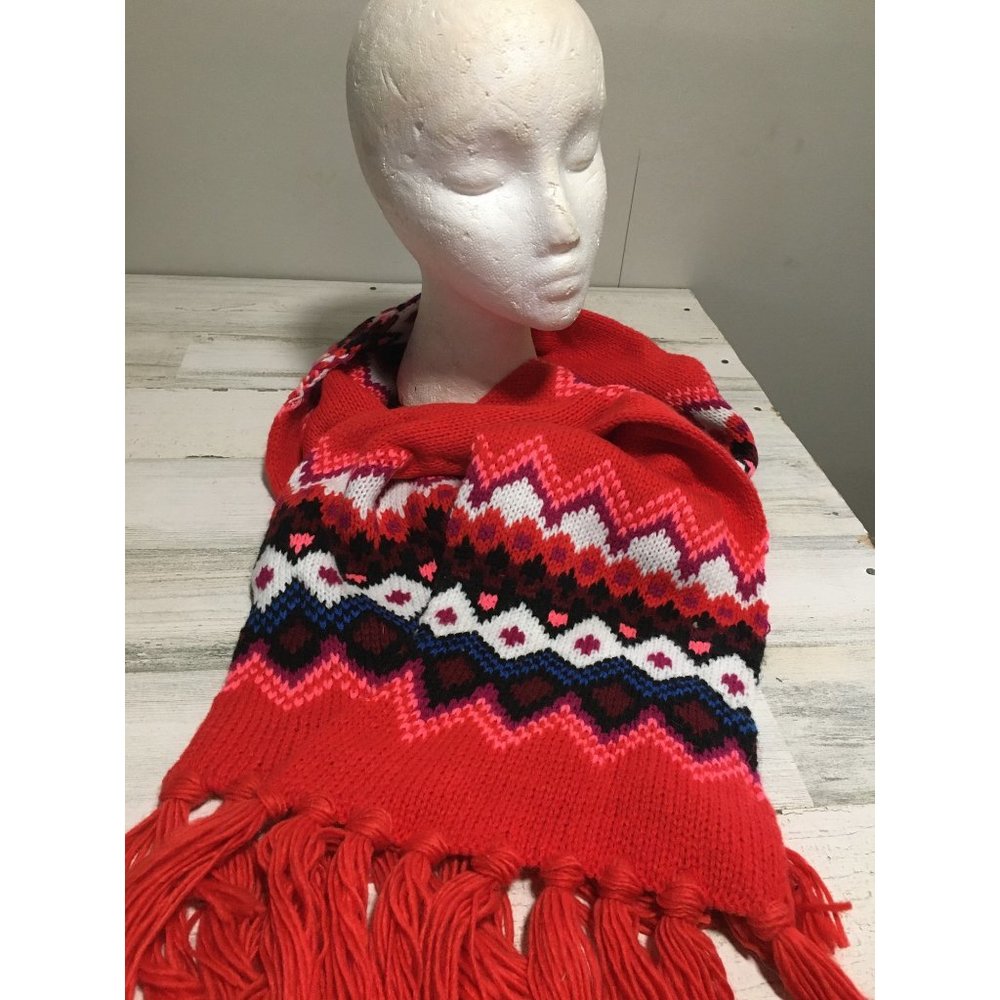 Old Navy 8”x86” orange scarf with tassels